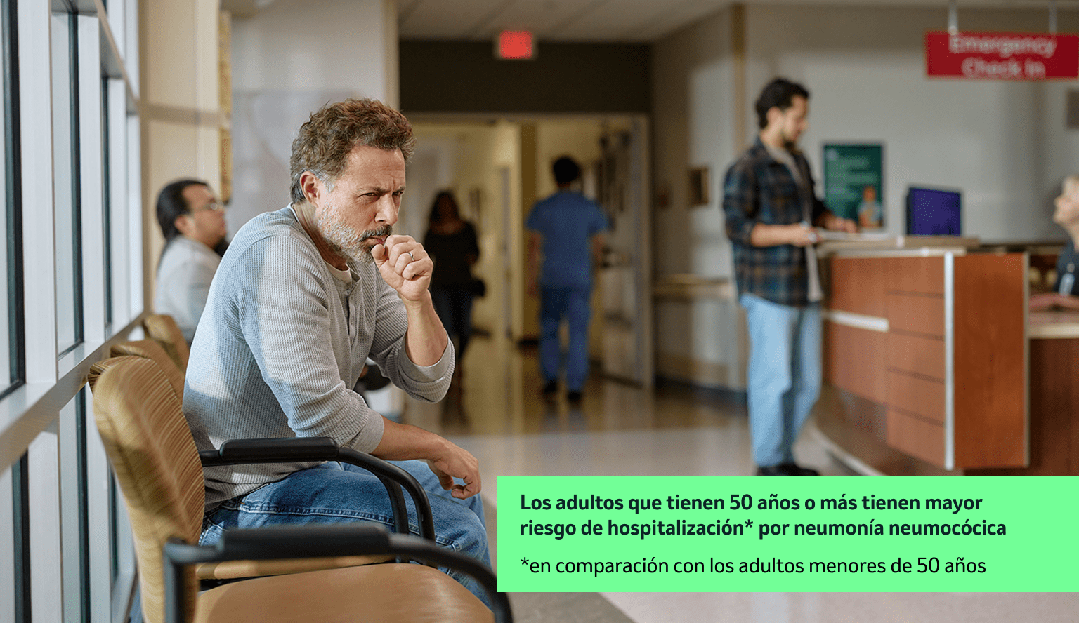 Los adultos que tienen 50 años o más tienen mayor riesgo de hospitalización por neumonía neumocócica en comparación con los adultos menores de 50 años.